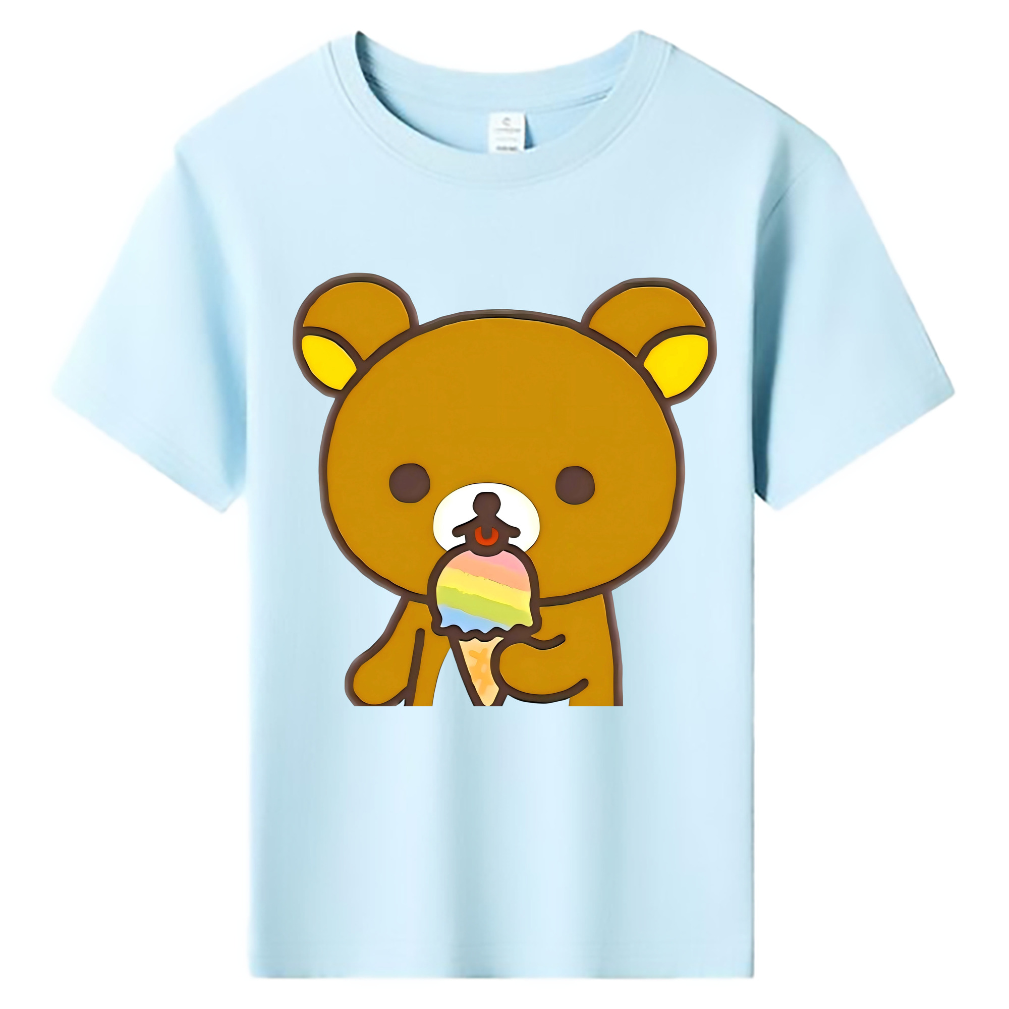 （画像用） リラックマ リラックマ キイロイトリ Rilakkuma Korilakkuma Kiiroitori 綿100％キッズTシャツ（フロントプリント）